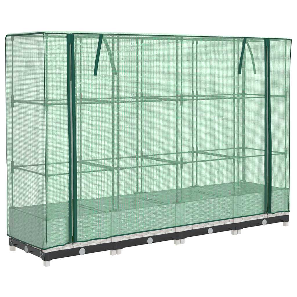 vidaXL Vyvýšený záhon se skleníkem ratanový vzhled 160 x 40 x 123 cm