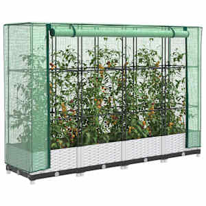 Visoka greda s prevleko za rastlinjak videz ratana 160x40x123cm