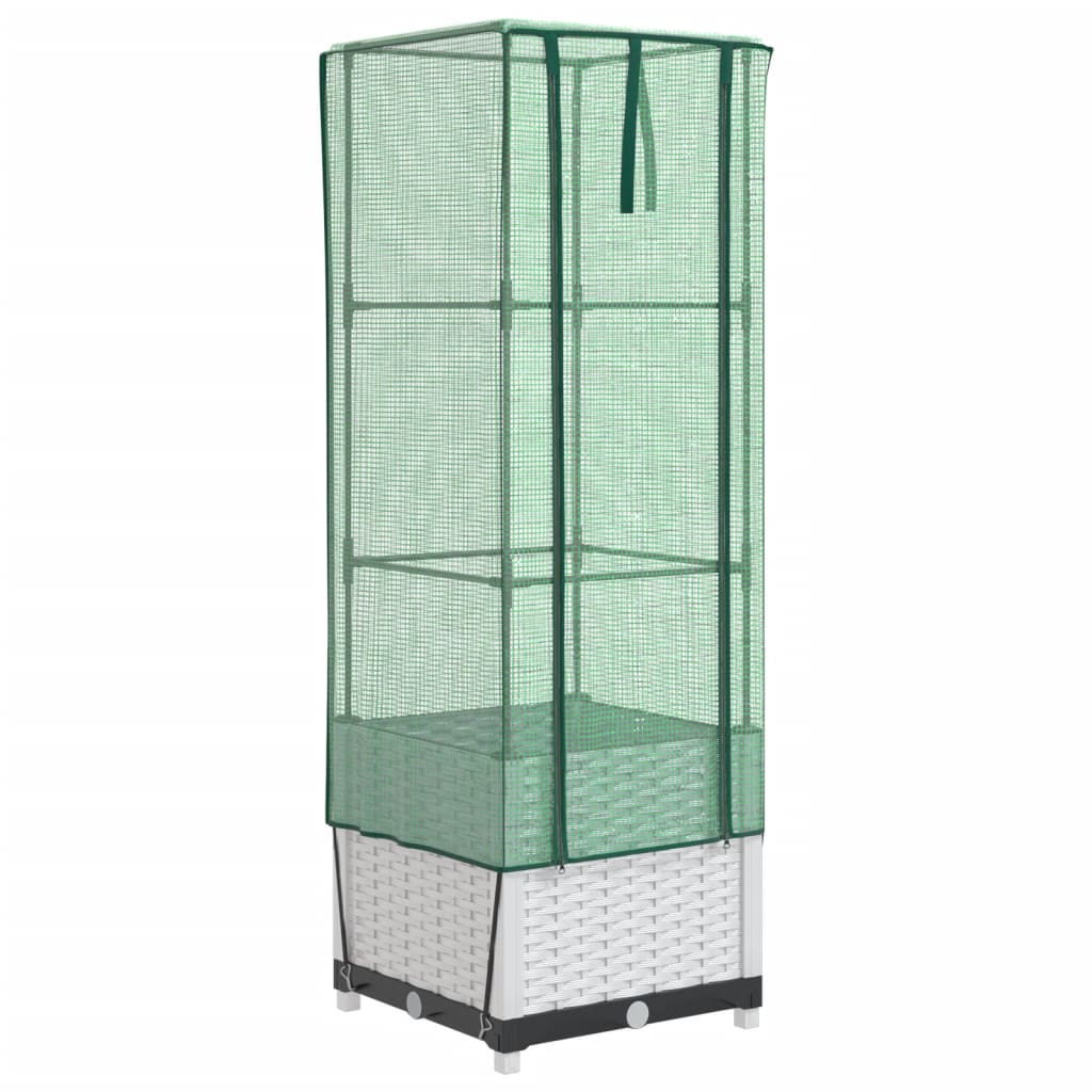 vidaXL Záhon s krytom na skleník ratanový vzhľad 40x40x139 cm