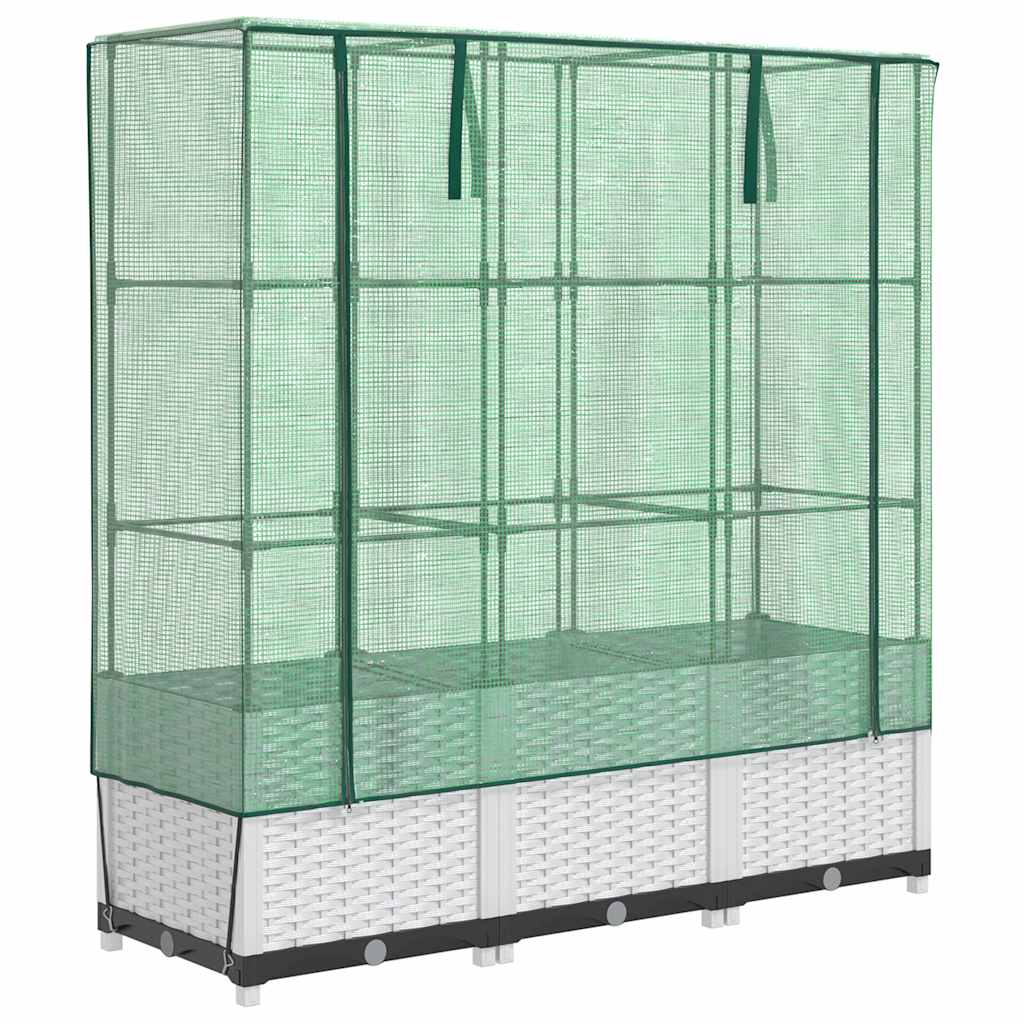 vidaXL Záhon s krytom na skleník ratanový vzhľad 120x40x123 cm