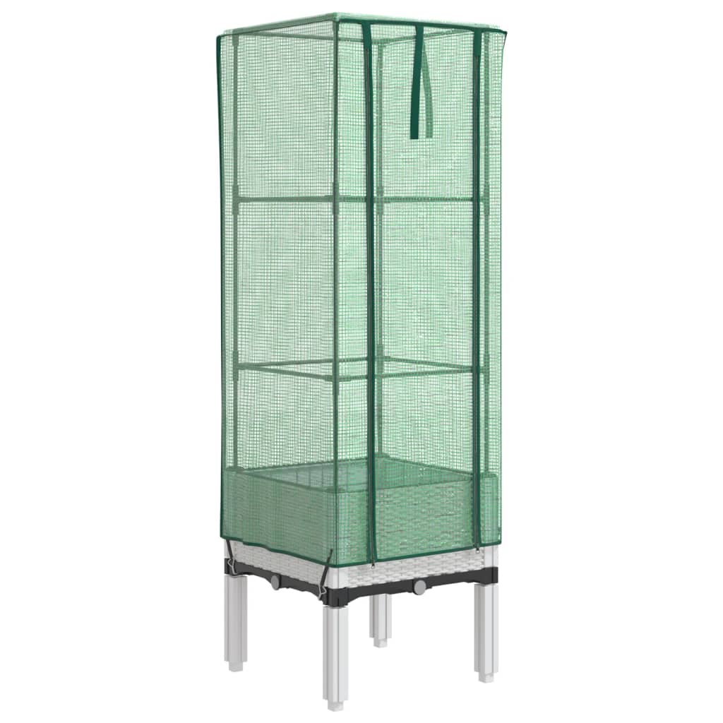 vidaXL Záhon s krytom na skleník ratanový vzhľad 40x40x140 cm