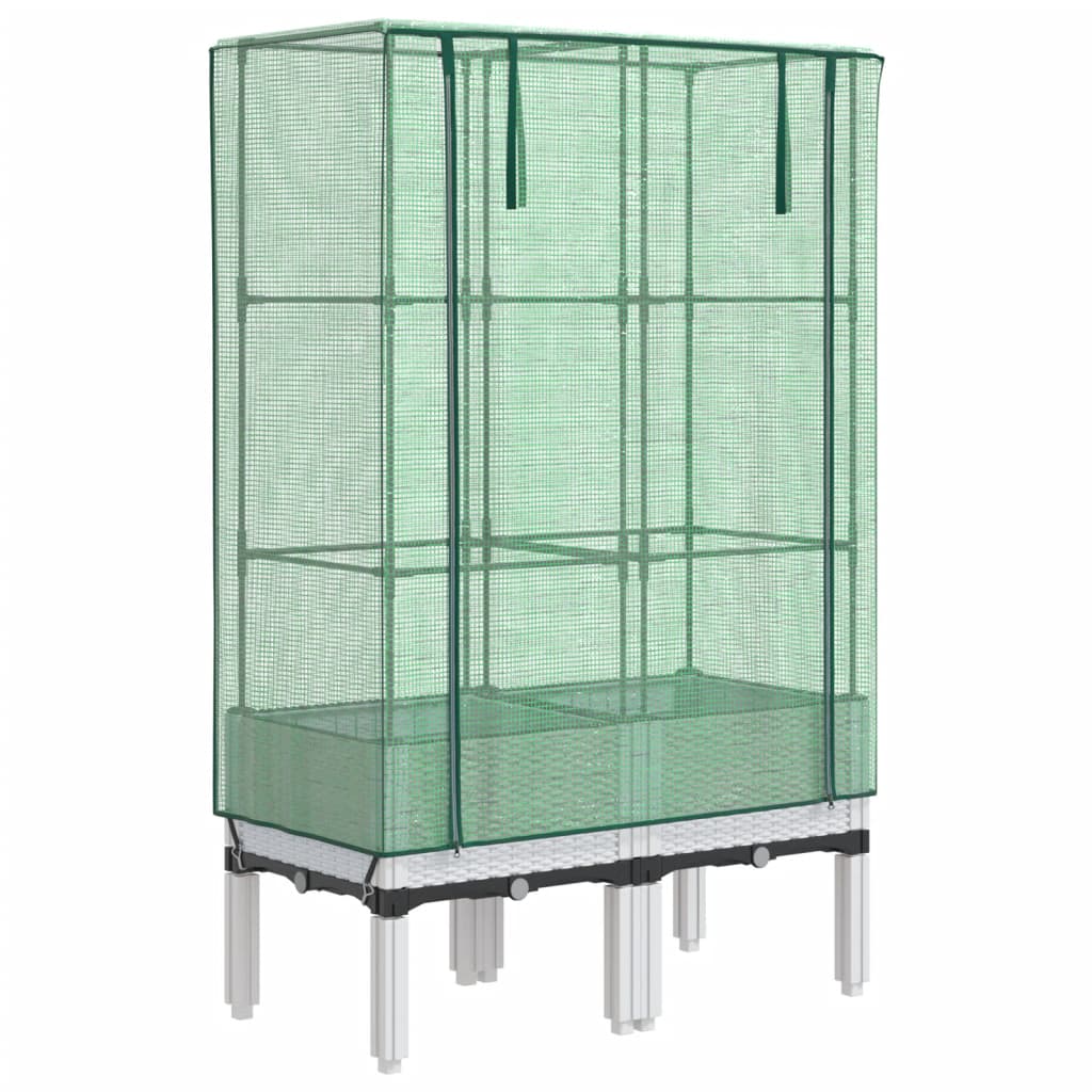 vidaXL Záhon s krytom na skleník ratanový vzhľad 80x40x140 cm