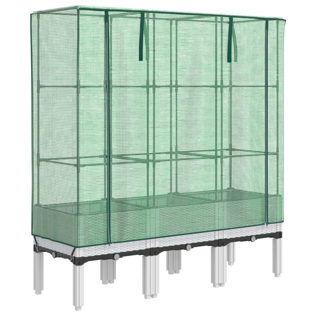 vidaXL Záhon s krytom na skleník ratanový vzhľad 120x40x140 cm