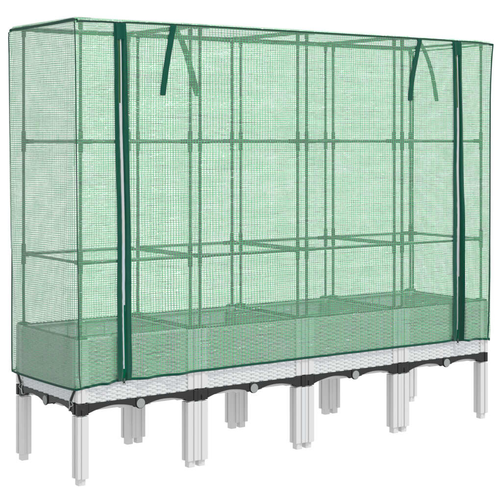 vidaXL Záhon s krytom na skleník ratanový vzhľad 160x40x140 cm
