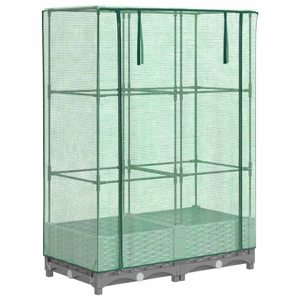 vidaXL Vyvýšený záhon se skleníkem ratanový vzhled 80 x 40 x 123 cm