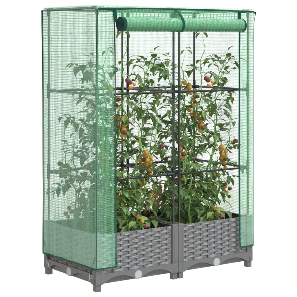 vidaXL Hochbeet mit Gewächshaus-Aufsatz Rattan-Optik 80x40x123 cm