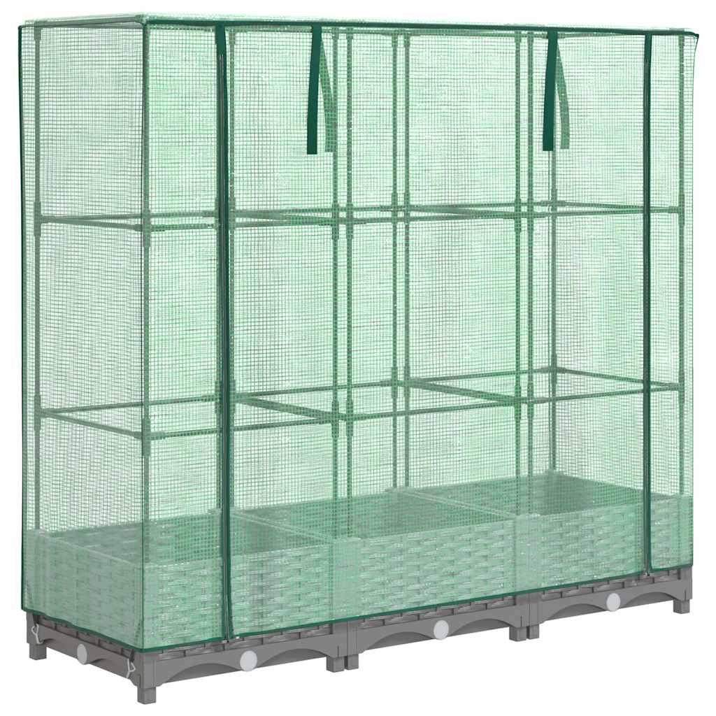 vidaXL Vyvýšený záhon se skleníkem ratanový vzhled 120 x 40 x 123 cm