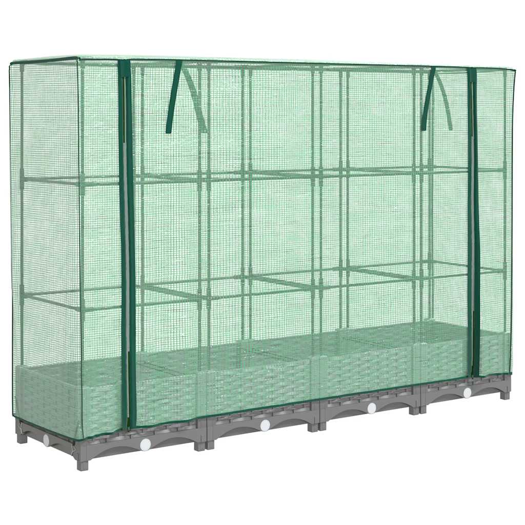 vidaXL Vyvýšený záhon se skleníkem ratanový vzhled 160 x 40 x 123 cm