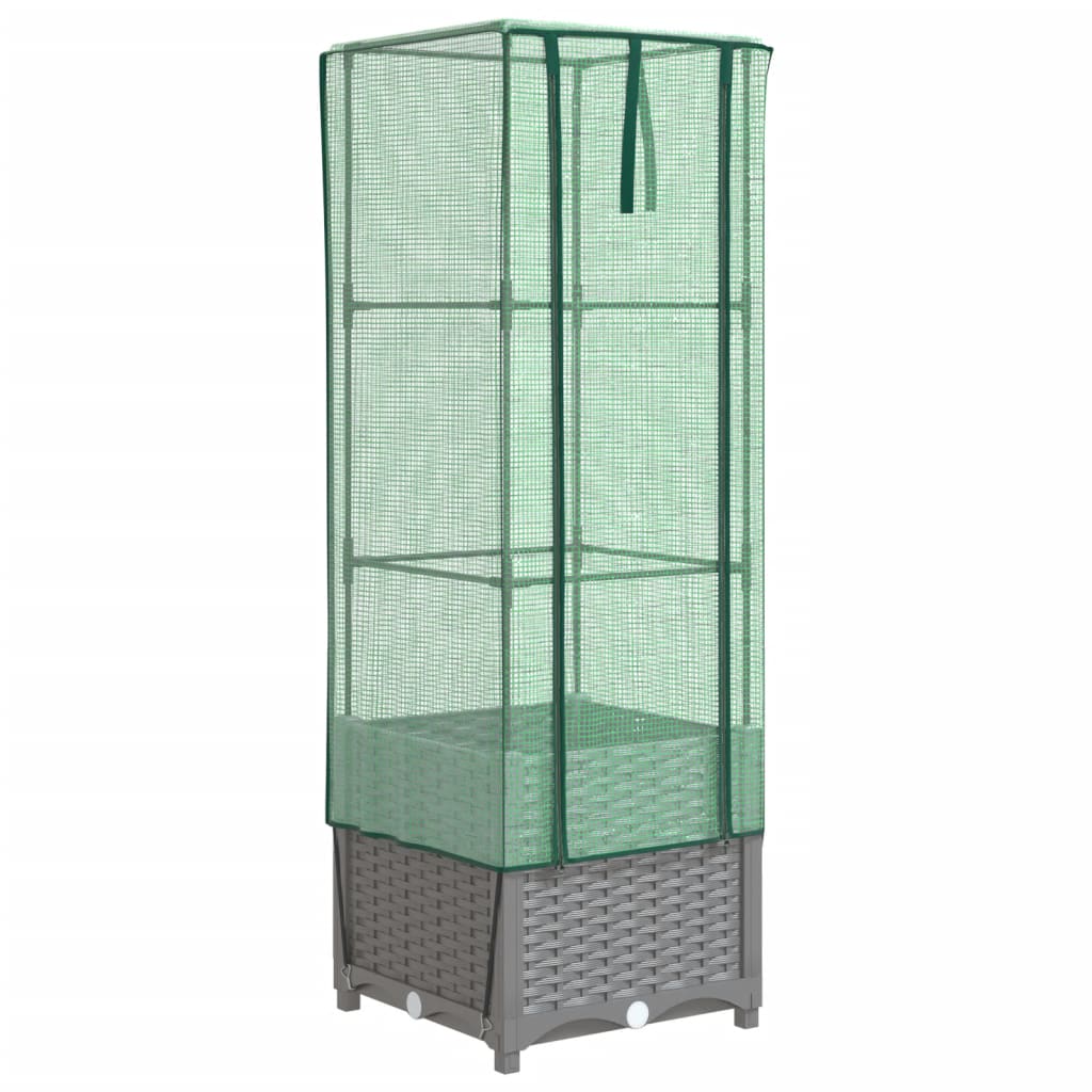 vidaXL Záhon s krytom na skleník ratanový vzhľad 40x40x139 cm