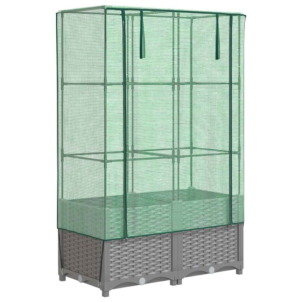 vidaXL Záhon s krytom na skleník ratanový vzhľad 80x40x138 cm