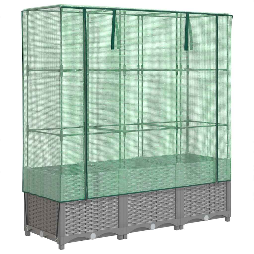 vidaXL Záhon s krytom na skleník ratanový vzhľad 120x40x123 cm