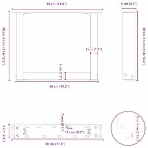 Nohy konferenčního stolku ve tvaru U 2 ks přírodní ocel 30 x (30-31) cm ocel - obrázek 10