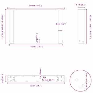 Nohy konferenčního stolku ve tvaru U 2 ks přírodní ocel 50 x (30-31) cm ocel - obrázek 10