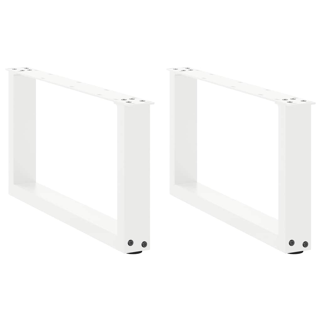 Pernas mesa centro 2 pcs em forma de U 60x(30-31) cm aço branco