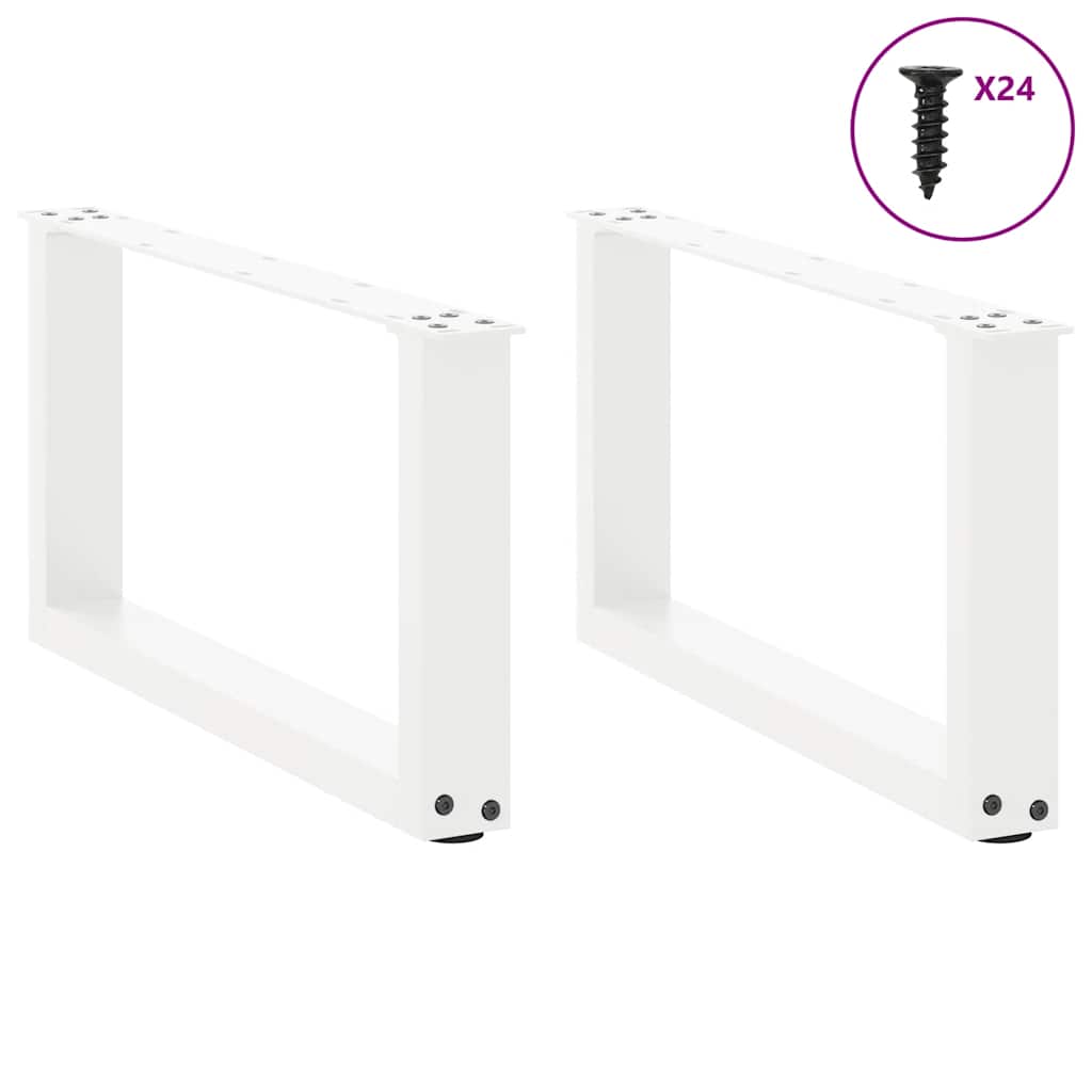 Thumbnail - vidaXL Couchtischbeine U-Form 2 Stk. Weiß 60x(30-31) cm Stahl