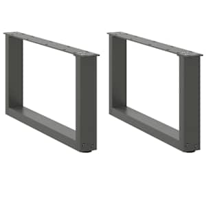 Nohy konferenčního stolku ve tvaru U 2 ks antracitové 60 x (30-31) cm ocelové - obrázek 1