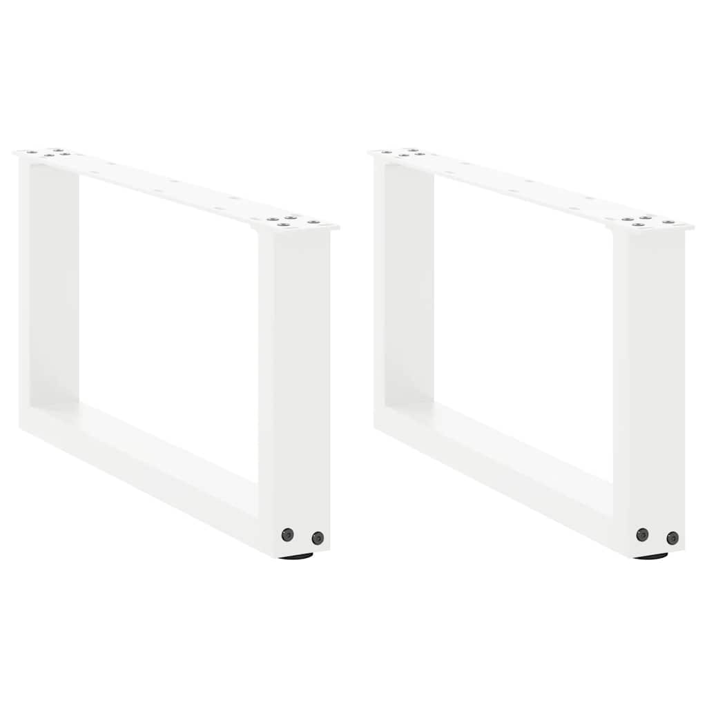 Pernas mesa centro 2 pcs em forma de U 70x(30-31) cm aço branco