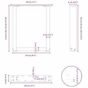 Nohy konferenčního stolku ve tvaru U, 2 ks, černé, 28 x (42-43) cm, ocel - obrázek 10