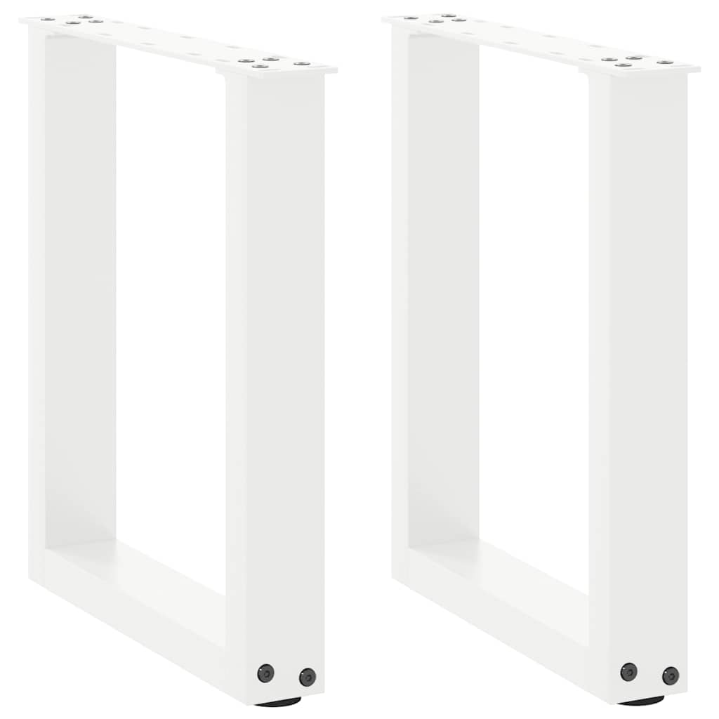 Pernas mesa centro 2 pcs em forma de U 28x(42-43) cm aço branco