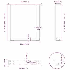 Nohy konferenčního stolku ve tvaru U, 2 ks, bílé, 28 x (42-43) cm, ocel - obrázek 10