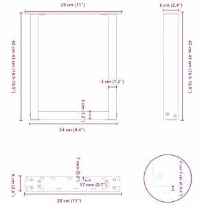 Nohy konferenčního stolku ve tvaru U 2 ks antracitové 28 x (42-43) cm ocelové - obrázek 10