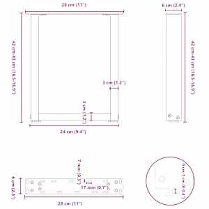 Nohy konferenčního stolku ve tvaru U, 2 ks, přírodní ocel, 28 x (42-43) cm, ocel - obrázek 10