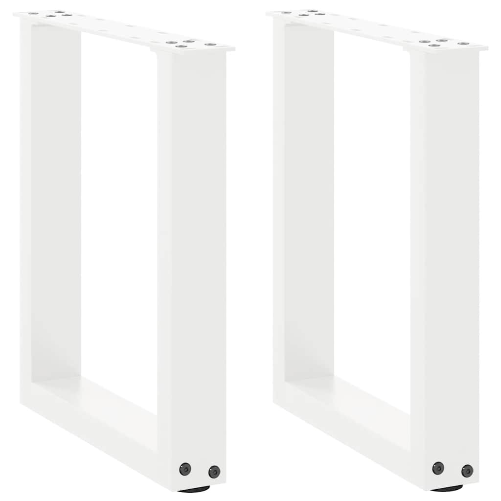 Pernas mesa centro 2 pcs em forma de U 38x(42-43) cm aço branco