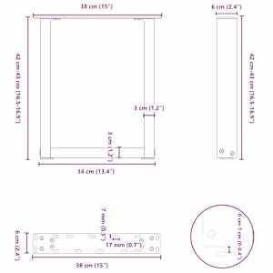 Nohy konferenčního stolku ve tvaru U 2 ks antracitové 38 x (42-43) cm ocelové - obrázek 10