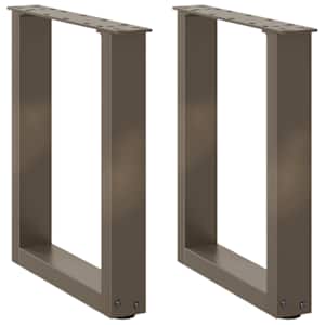 Noge za klubsko mizico v obliki črke U, 2 kosa, naravno jeklo, 38 x (42-43) cm, jeklo