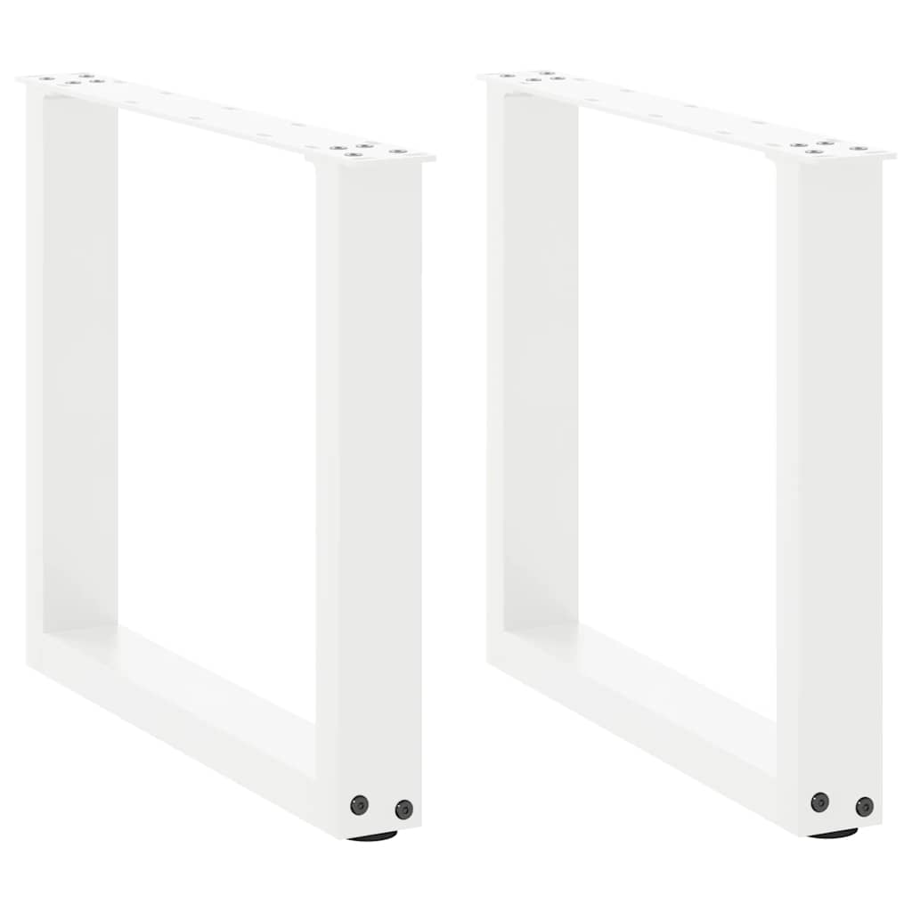 Pernas mesa centro 2 pcs em forma de U 50x(42-43) cm aço branco