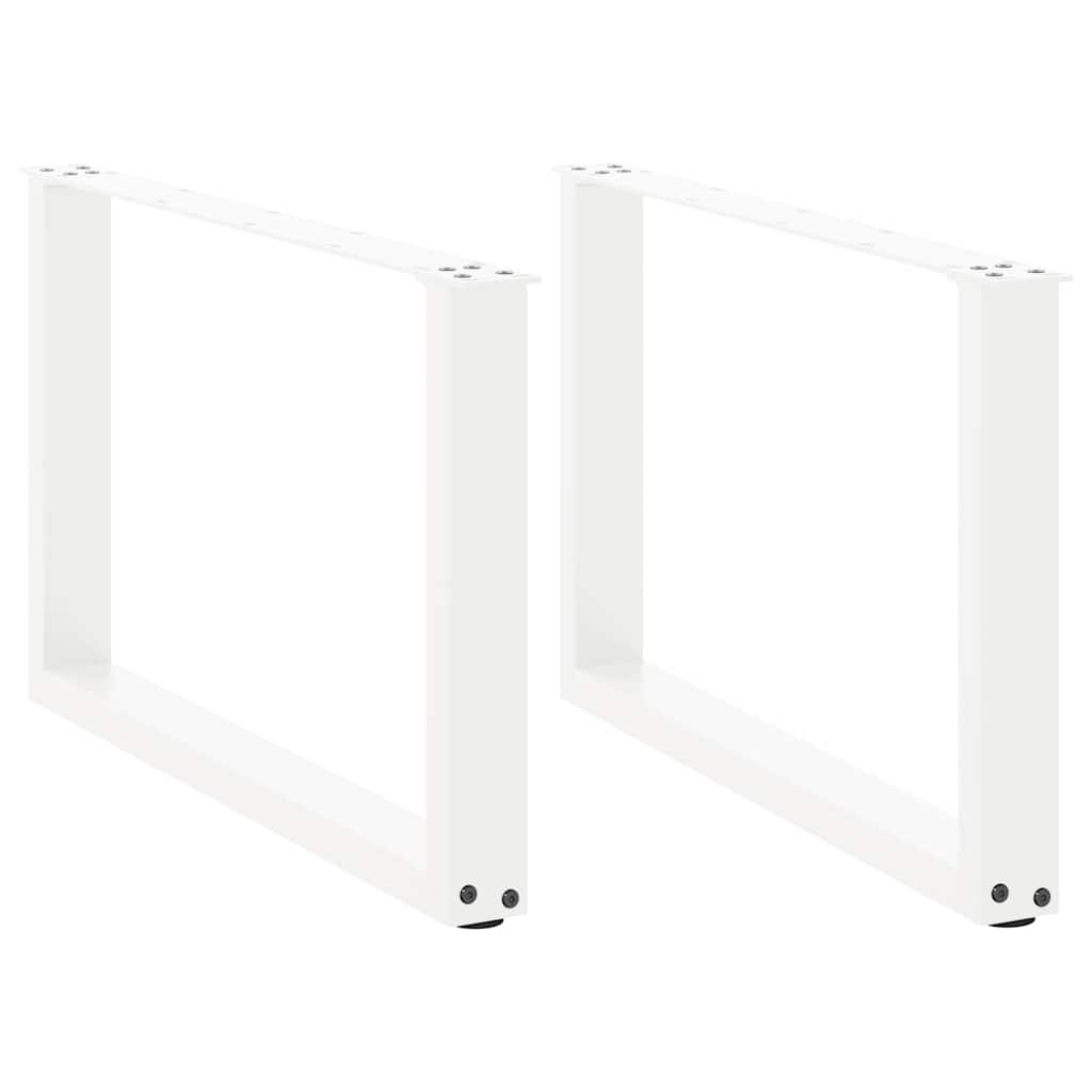 Pernas mesa centro 2 pcs em forma de U 60x(42-43) cm aço branco