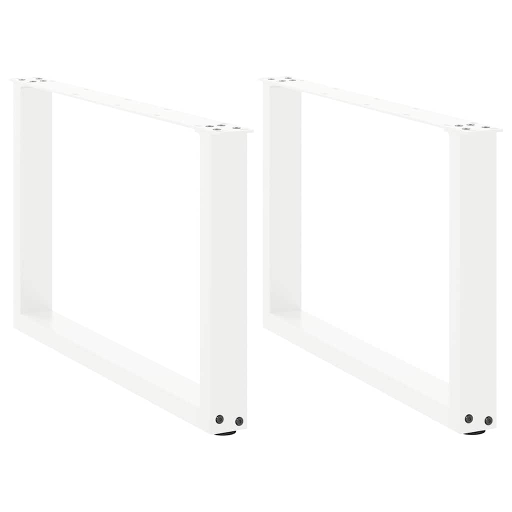 Pernas mesa centro 2 pcs em forma de U 70x(42-43) cm aço branco