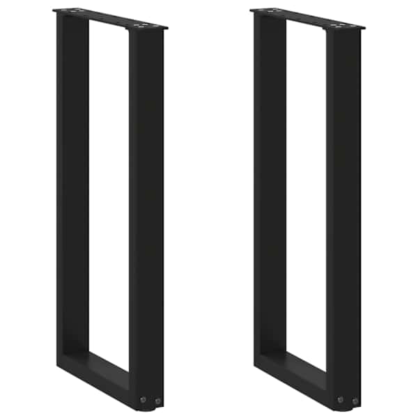 vidaXL konsoollaua jalad U-kujulised, 2 tk, mustad, 38 x (72&ndash;73) cm, teras