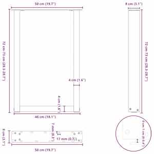 Nohy k jídelnímu stolu ve tvaru U, 2 ks, černé, 50 x (72-73) cm, ocel - obrázek 10