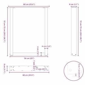 Nohy k jídelnímu stolu ve tvaru U, 2 ks, přírodní ocel, 60 x (72-73) cm, ocel - obrázek 10