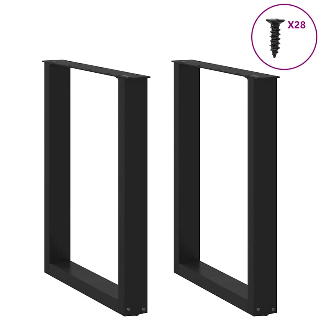Thumbnail - vidaXL Esstischbeine U-Form 2 Stk. Schwarz 70x(72-73) cm Stahl