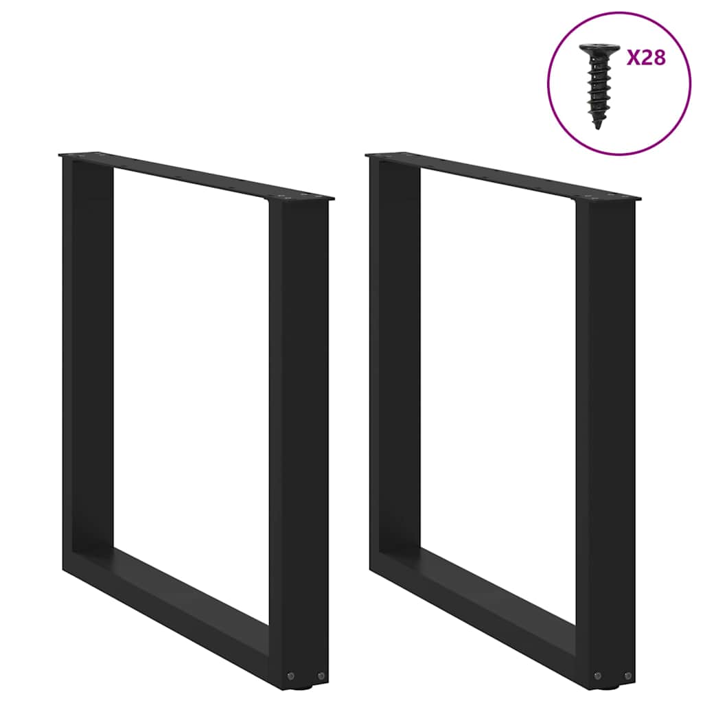 Thumbnail - vidaXL Esstischbeine U-Form 2 Stk. Schwarz 80x(72-73) cm Stahl