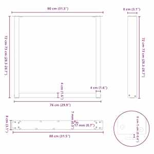 Nohy k jídelnímu stolu ve tvaru U, 2 ks, černé, 80 x (72-73) cm, ocel - obrázek 10