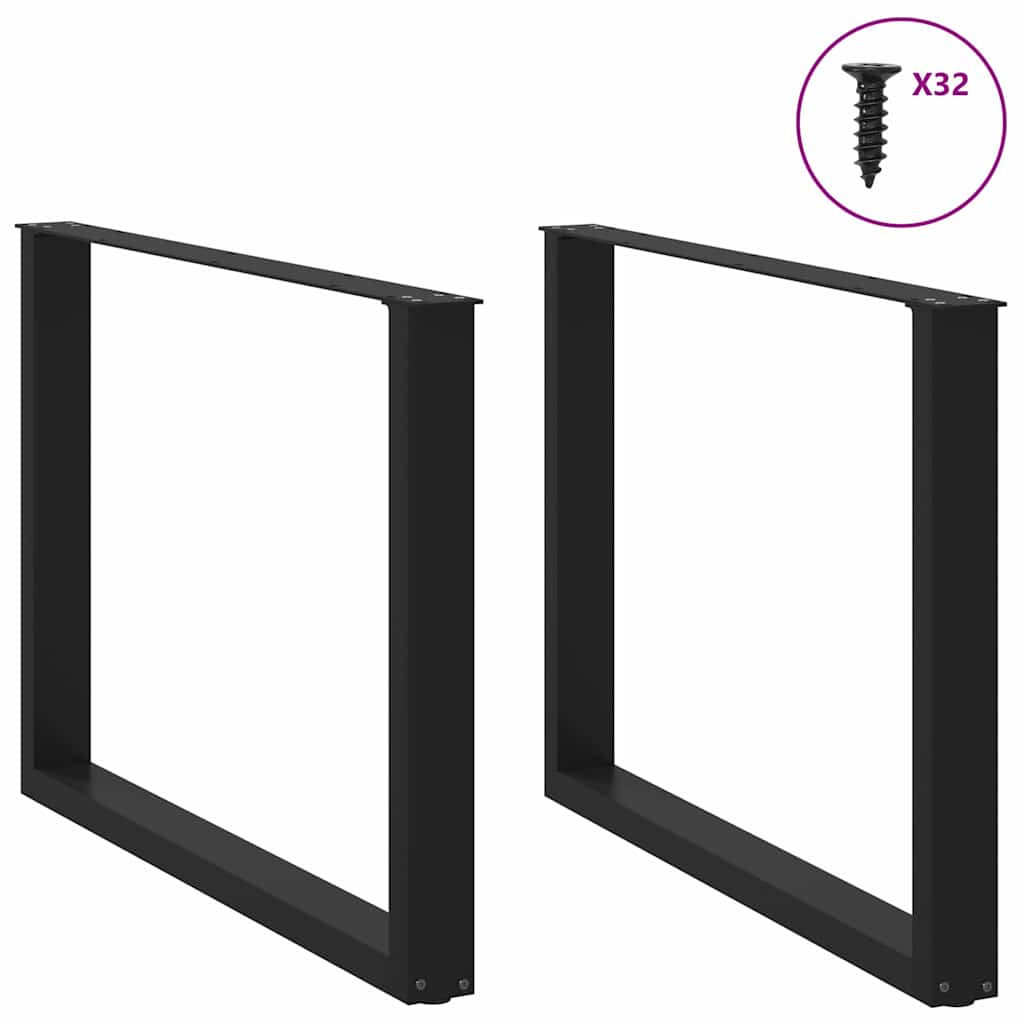 Thumbnail - vidaXL Esstischbeine U-Form 2 Stk. Schwarz 100x(72-73) cm Stahl