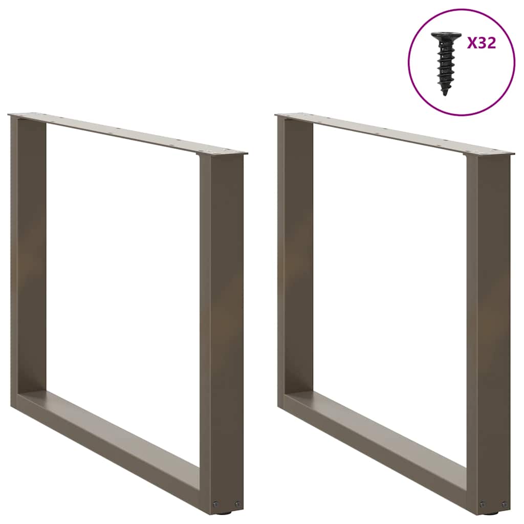 Thumbnail - vidaXL Esstischbeine U-Form 2 Stk. Naturstahl 100x(72-73) cm Stahl