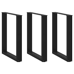 Noge za jedilno mizo v obliki črke U, 3 kosi, črne, 70 x (72-73) cm, jeklo