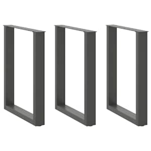 Noge za jedilno mizo v obliki črke U, 3 kosi, antracitne, 70 x (72-73) cm, jeklo