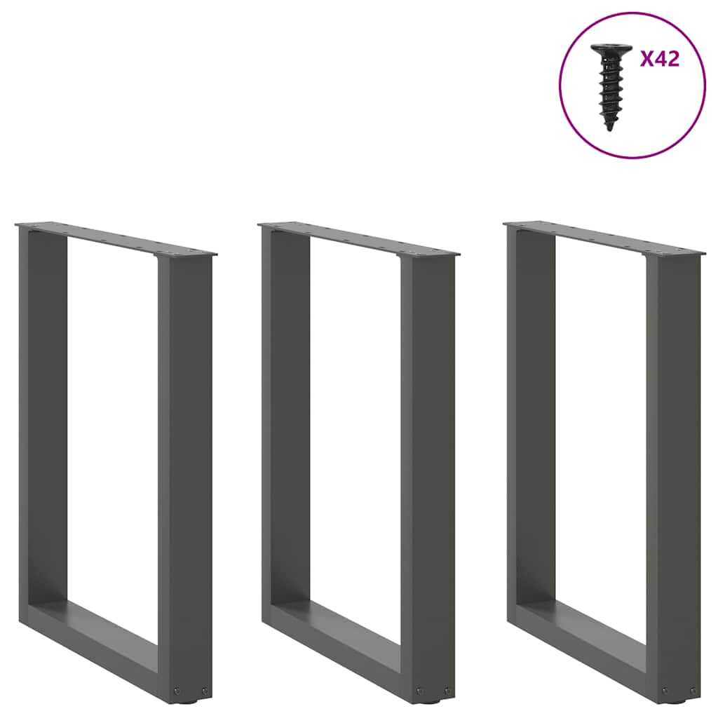 vidaXL Eettafelpoten 3 st U-vormig 70x(72-73) cm staal antraciet, foto 2