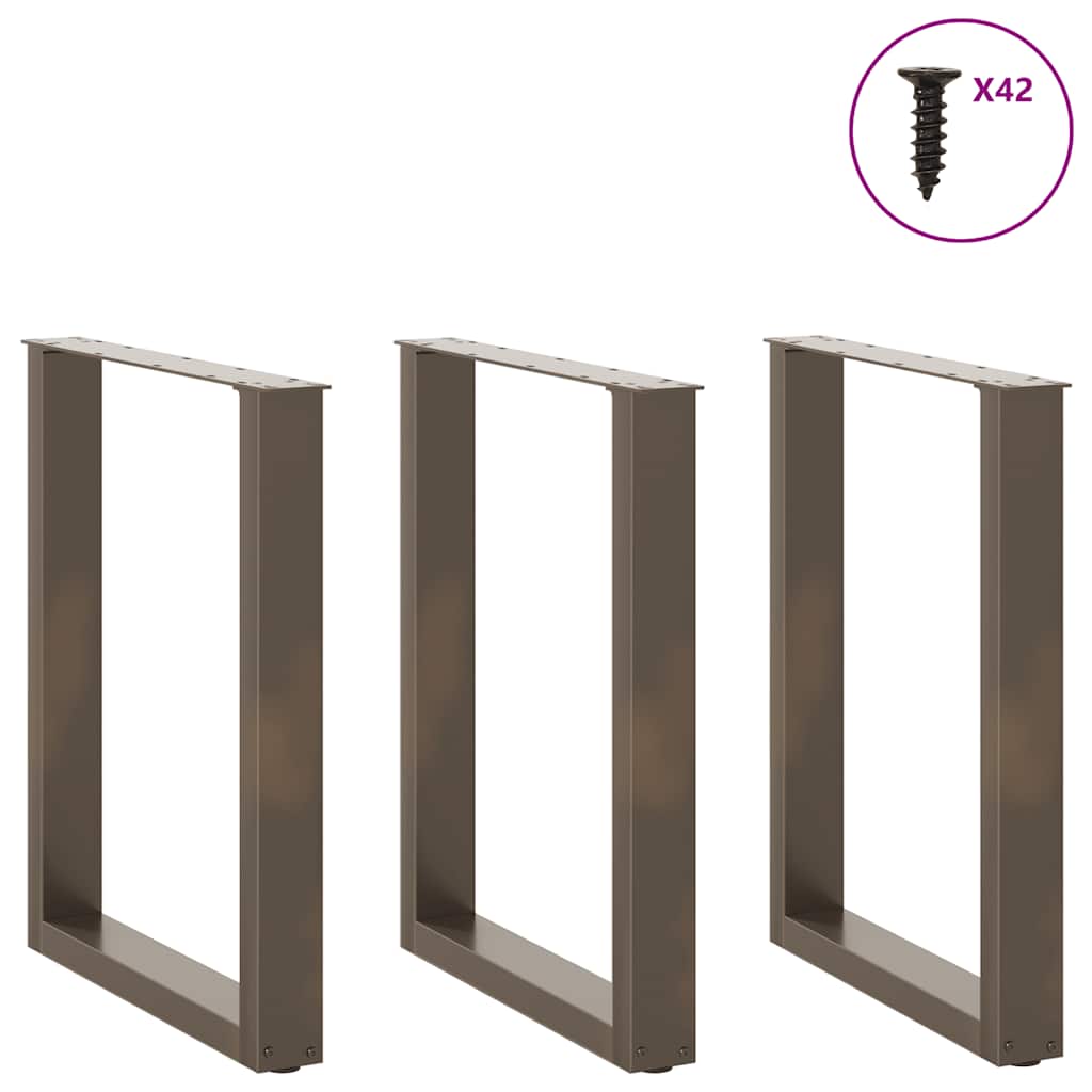 vidaXL Eettafelpoten 3 st U-vormig 70x(72-73) cm staal naturel, foto 2