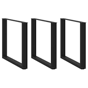 Noge za jedilno mizo v obliki črke U, 3 kosi, črne, 80 x (72-73) cm, jeklo