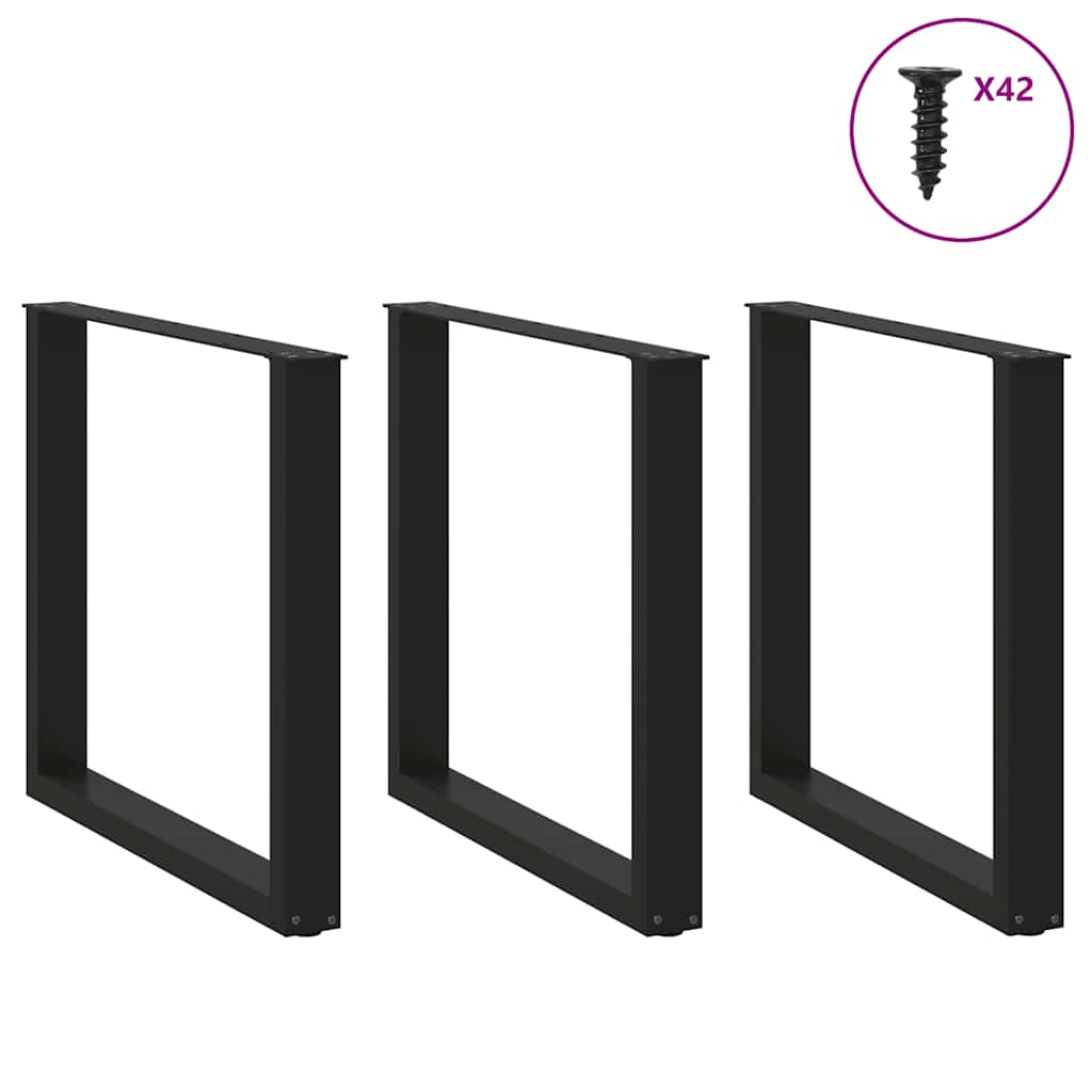 Thumbnail - vidaXL Esstischbeine U-Form 3 Stk. Schwarz 80x(72-73) cm Stahl