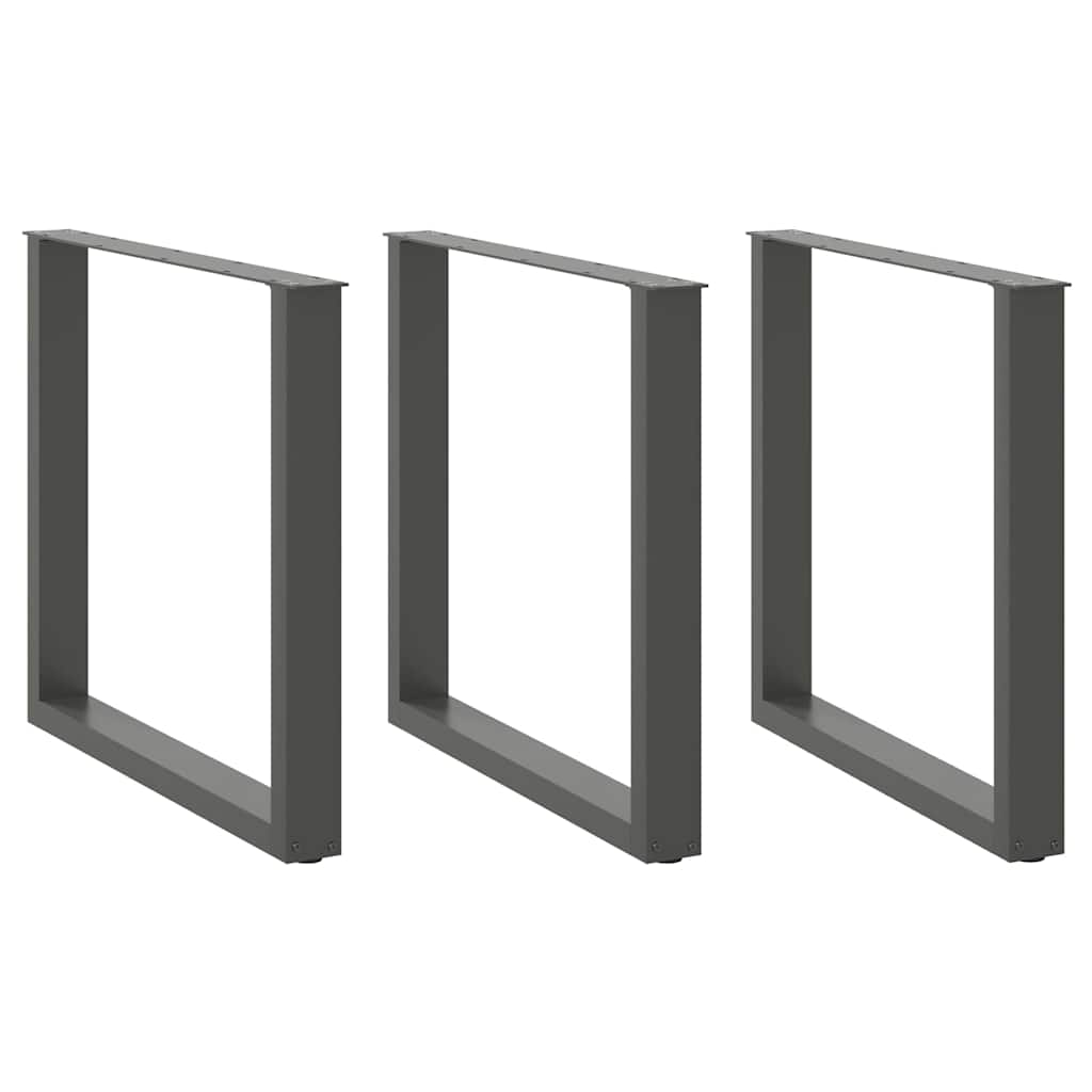 vidaXL Nohy k jídelnímu stolu ve tvaru U, 3 ks, antracitové, 80 x (72-73) cm, ocel