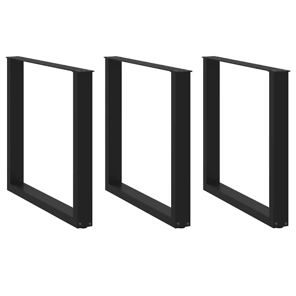 vidaXL Esstischbeine U-Form 3 Stk. Schwarz 90x(72-73) cm Stahl