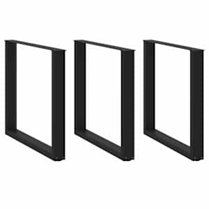 Noge za jedilno mizo v obliki črke U, 3 kosi, črne, 90 x (72-73) cm, jeklo
