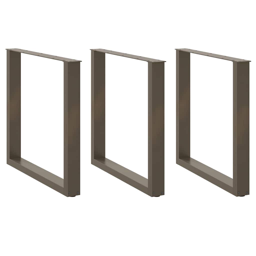 vidaXL Nohy k jídelnímu stolu ve tvaru U, 3 ks, přírodní ocel, 90 x (72-73) cm, ocel